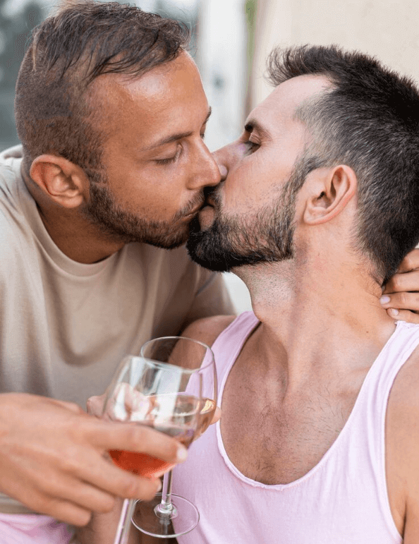 Gay Couple Kissing